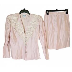 JEFFREY & DARA Women's Vintage Pink Skirt/Jacket Set Sz 9/10